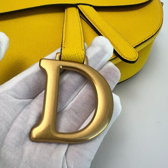 Yellow Christian Dior Saddle Bag With Gold Hardware - Picture 5 of 15